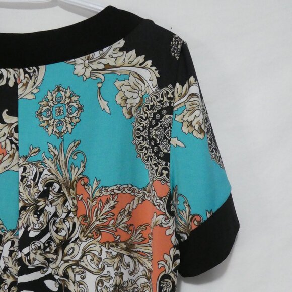 STUDIO By Tiana B | large | Vibrant Colorful Patterned Short Sleeve Dress - Picture 11 of 14